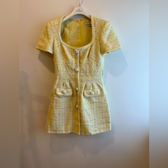 Self Portrait Yellow Boucle Mini Dress - Picture 2 of 3